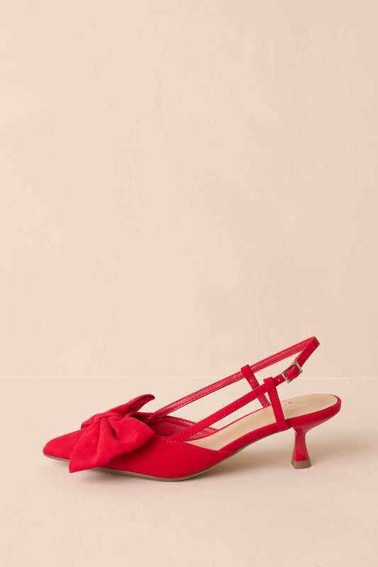 Wildest Dreams Red Pointed Toe Kitten Heels