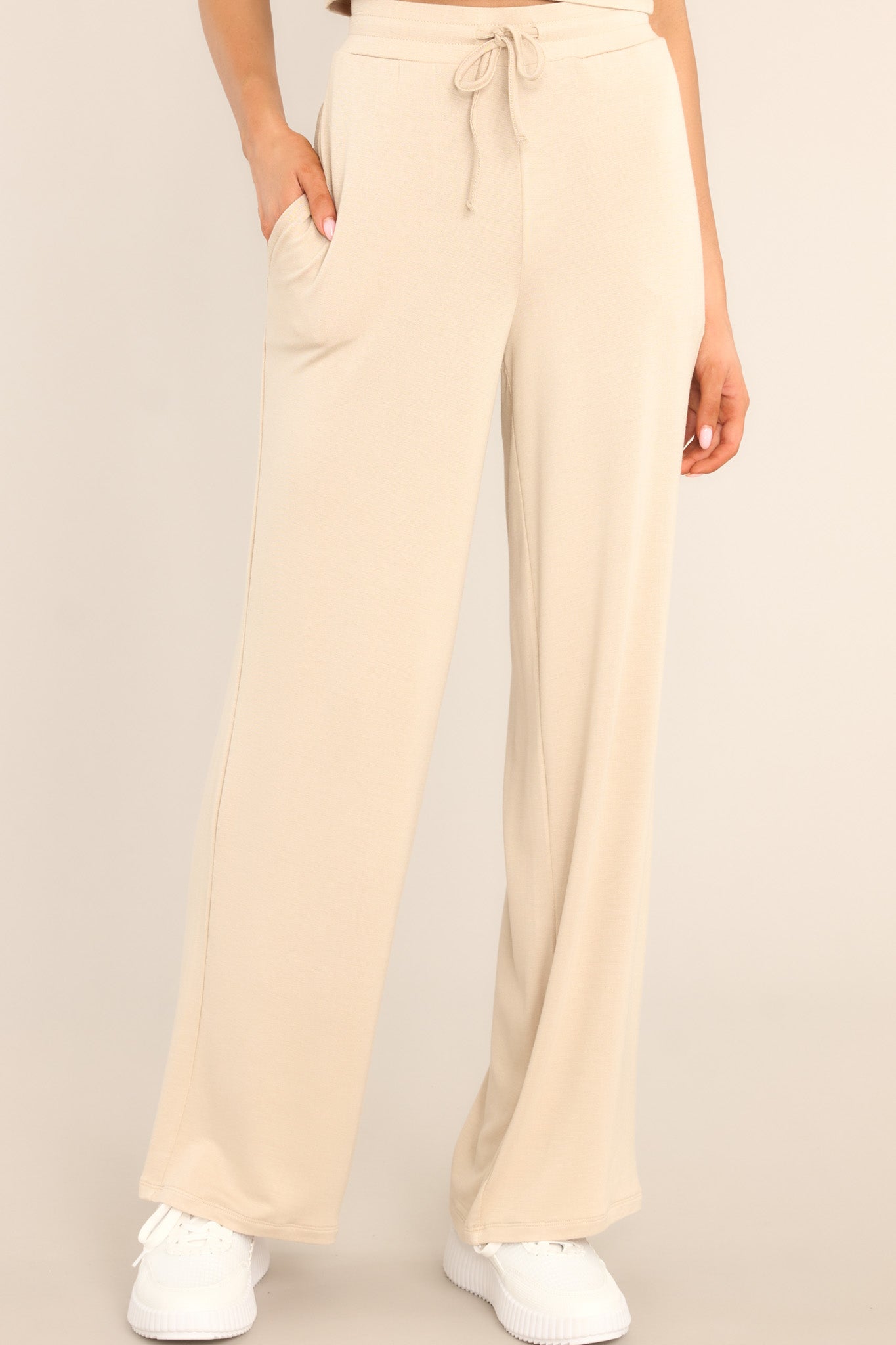 With Ease Natural Beige Wide Leg Pants