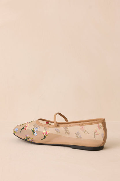 Dancing With Me Sheer Embroidered Flats
