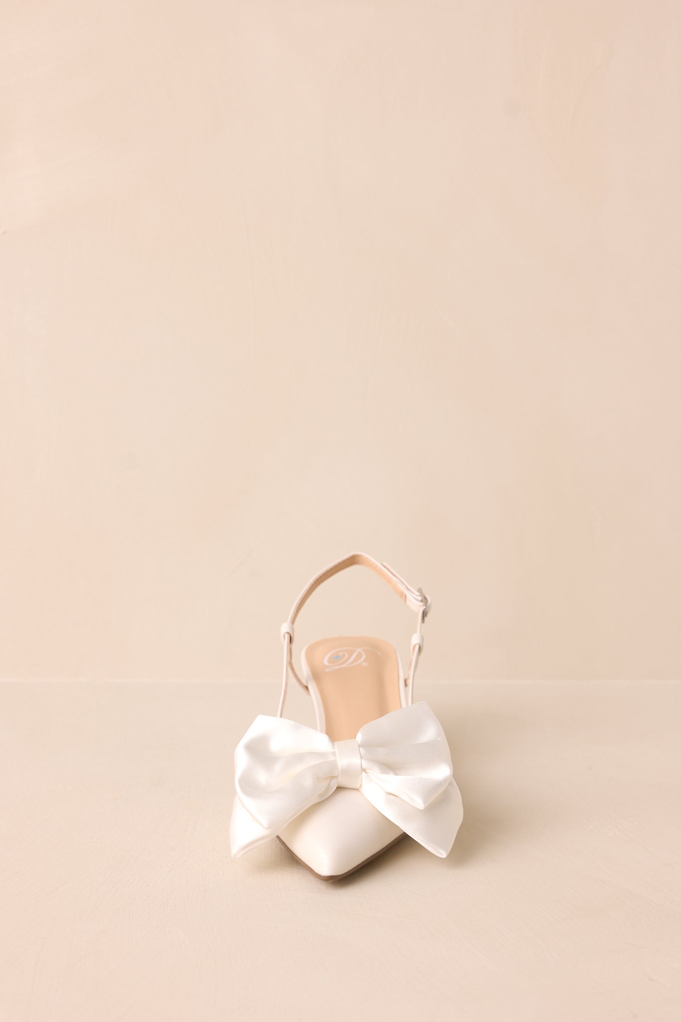 It Was Always You White Satin Bow Slingback Kitten Heels