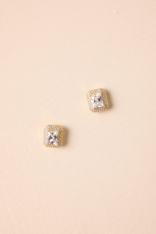 Glimmering Dust Gold Rhinestone Earrings
