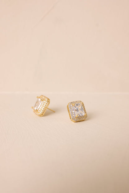 Glimmering Dust Gold Rhinestone Earrings