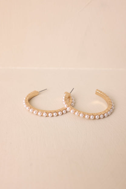 Bright Moments Ivory Faux Pearl Hoop Earrings