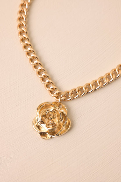 Breaking Through Gold Flower Pendant Necklace