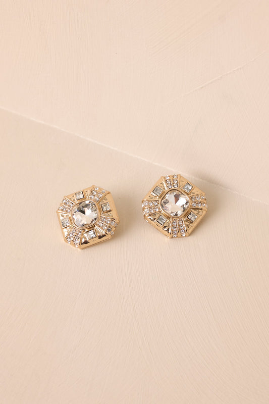 Worth The Wait Gold Rhinestone Earrings