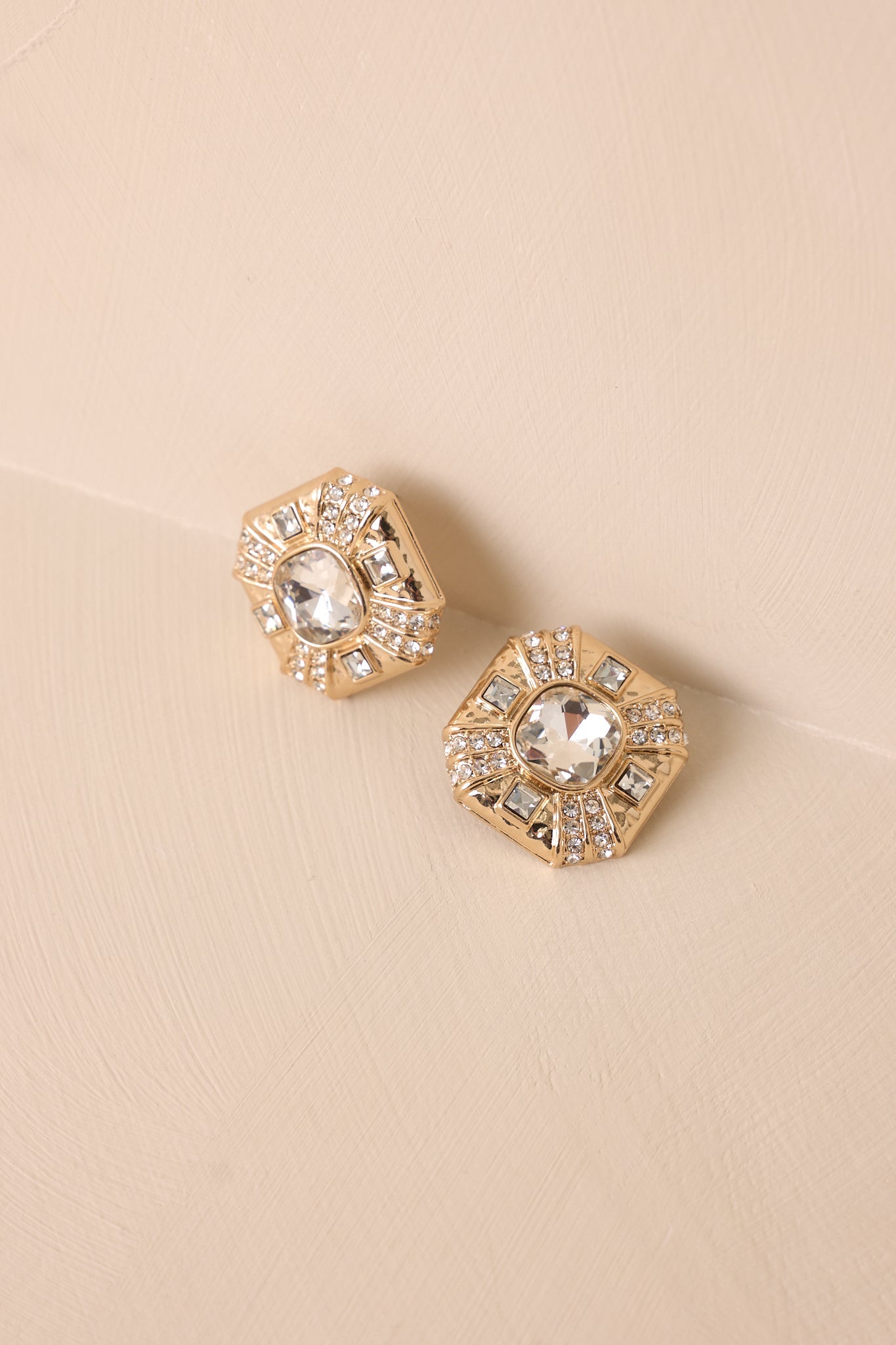 Worth The Wait Gold Rhinestone Earrings