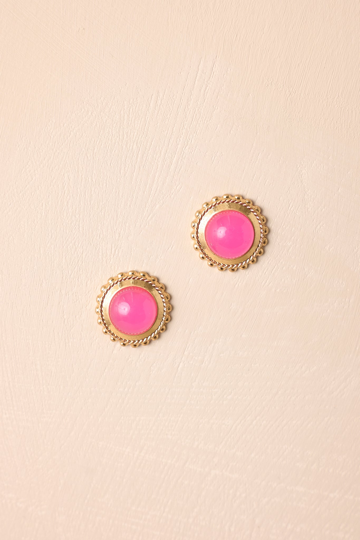 Go With Grace Gold & Pink Textured Earrings