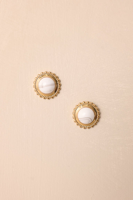 Go With Grace Gold & Howlite Textured Earrings