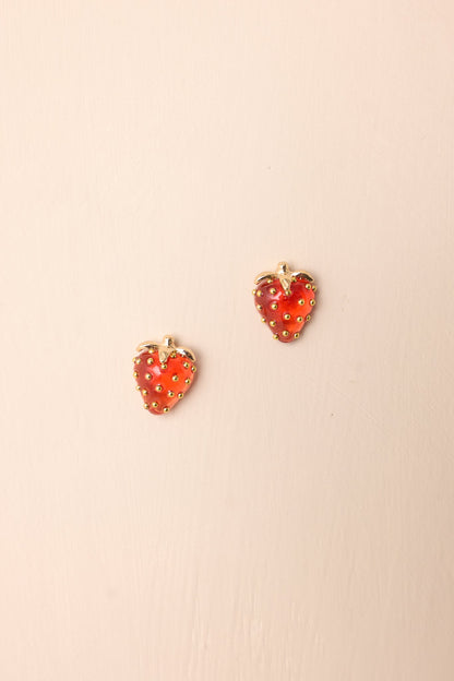 Berry Sweet Red & Gold Strawberry Earrings