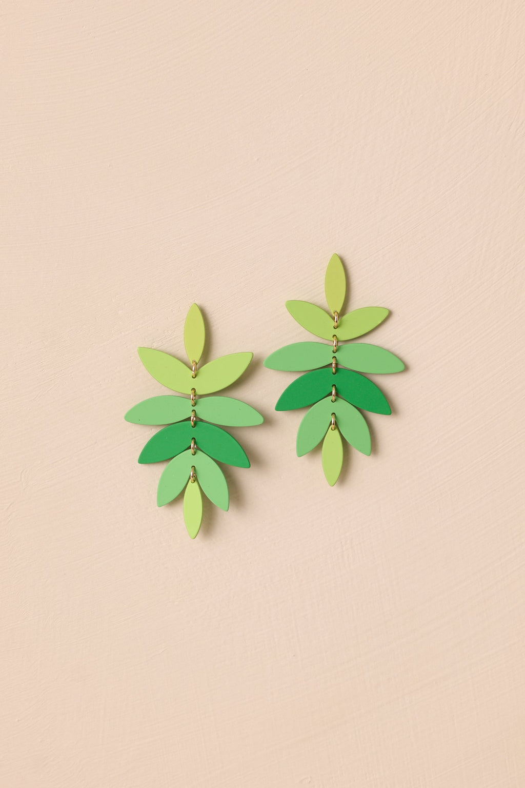 A Sense Of Calm Green Gradient Palm Leaf Earrings