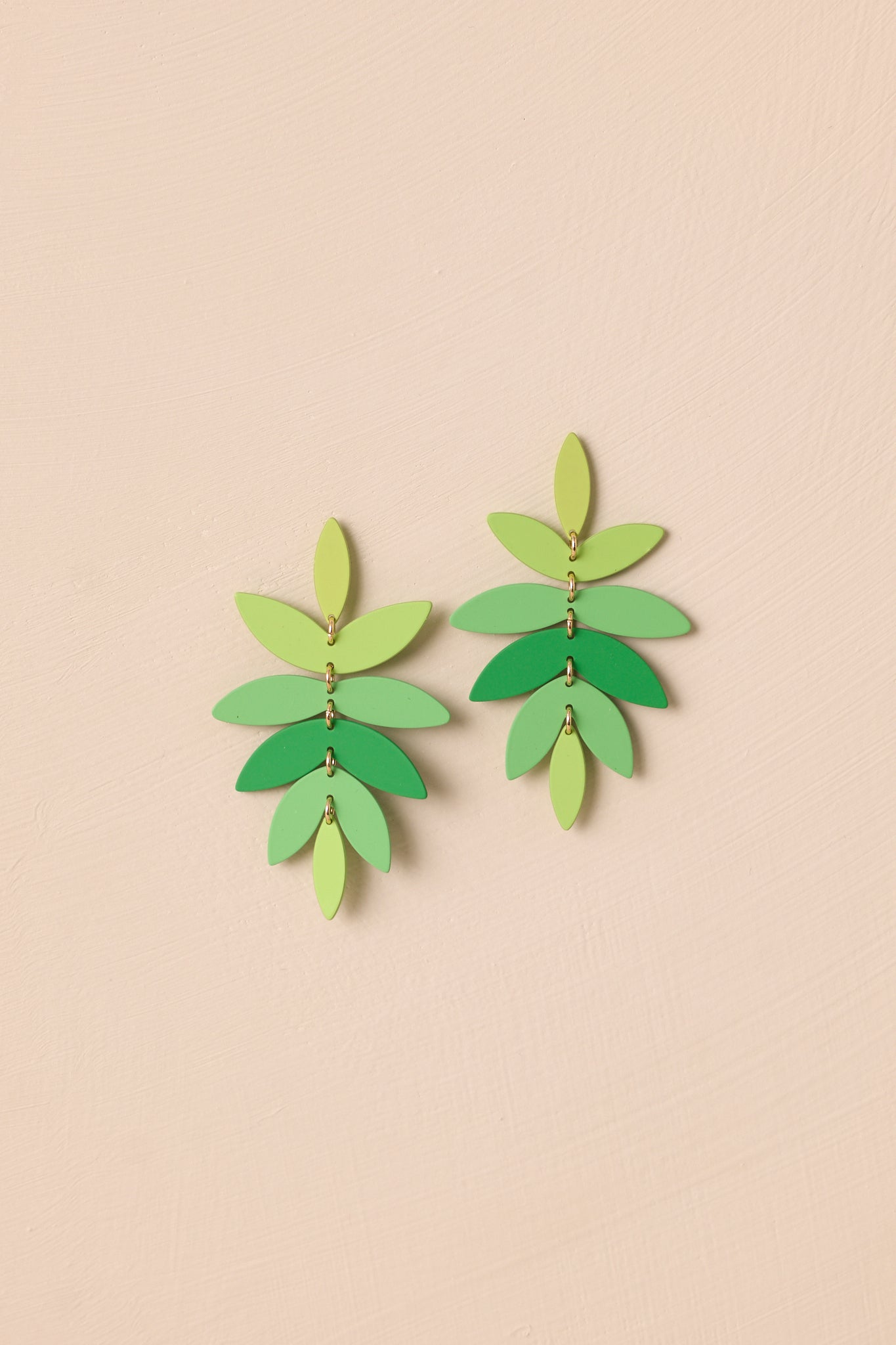 A Sense Of Calm Green Gradient Palm Leaf Earrings