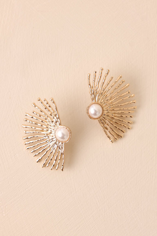 World Of A Difference Gold Textured Statement Earrings