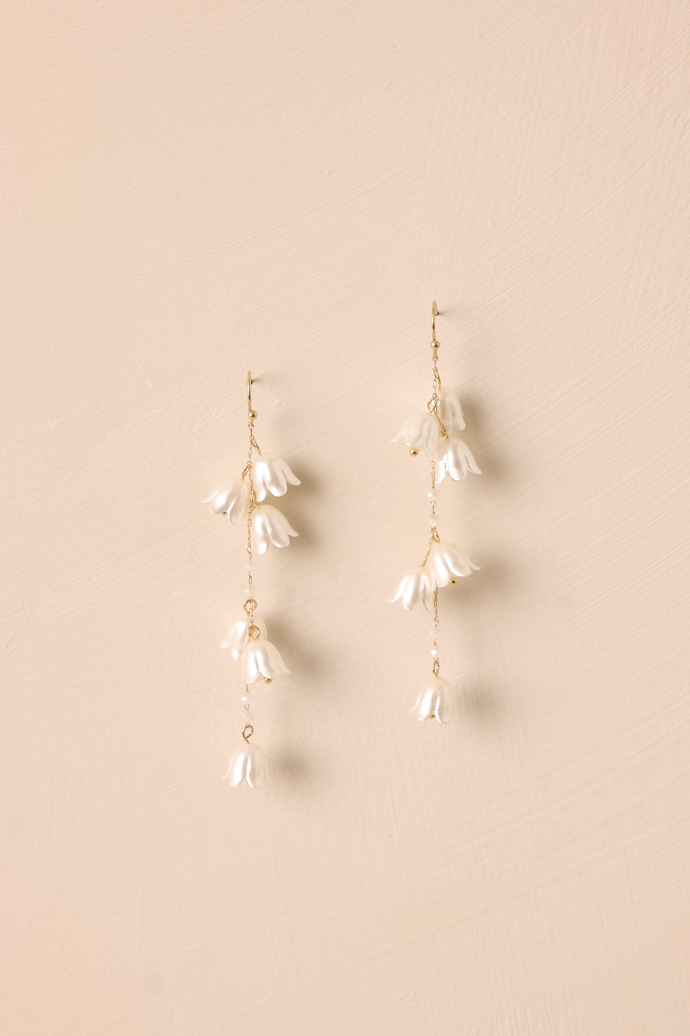 Flower Child Ivory Pearlescent Lily Of The Valley Drop Earrings