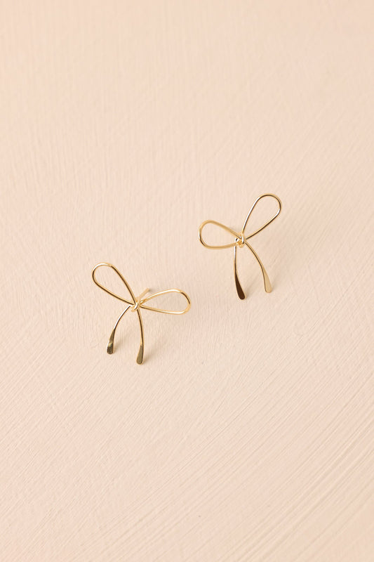 Knot Your Average Girl Gold Bow Earrings