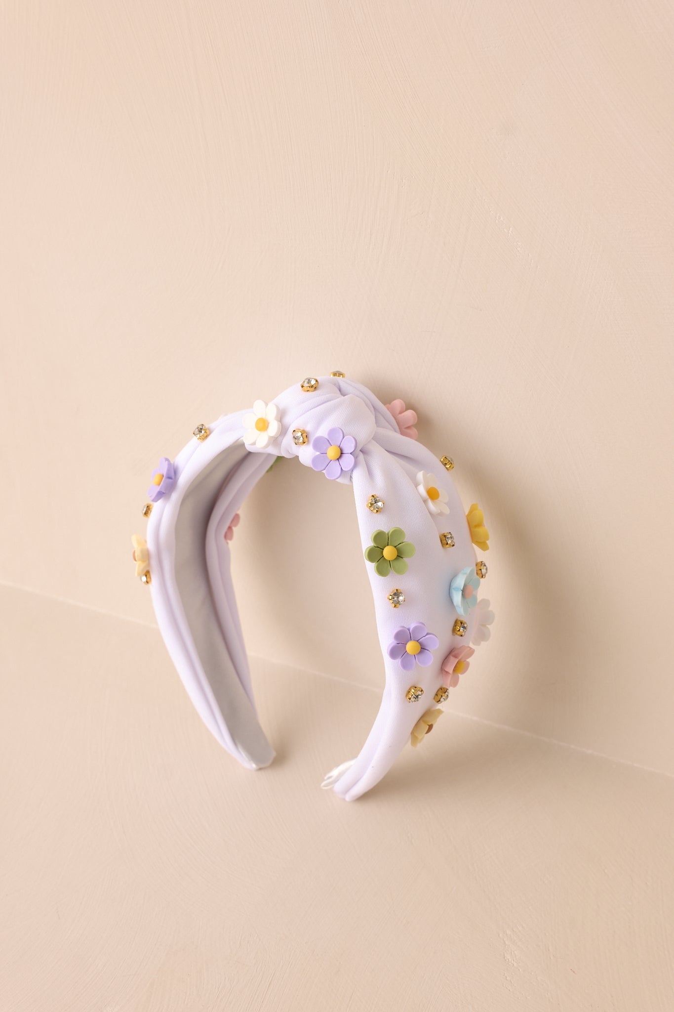 Being Authentic White Floral Bead Knot Headband