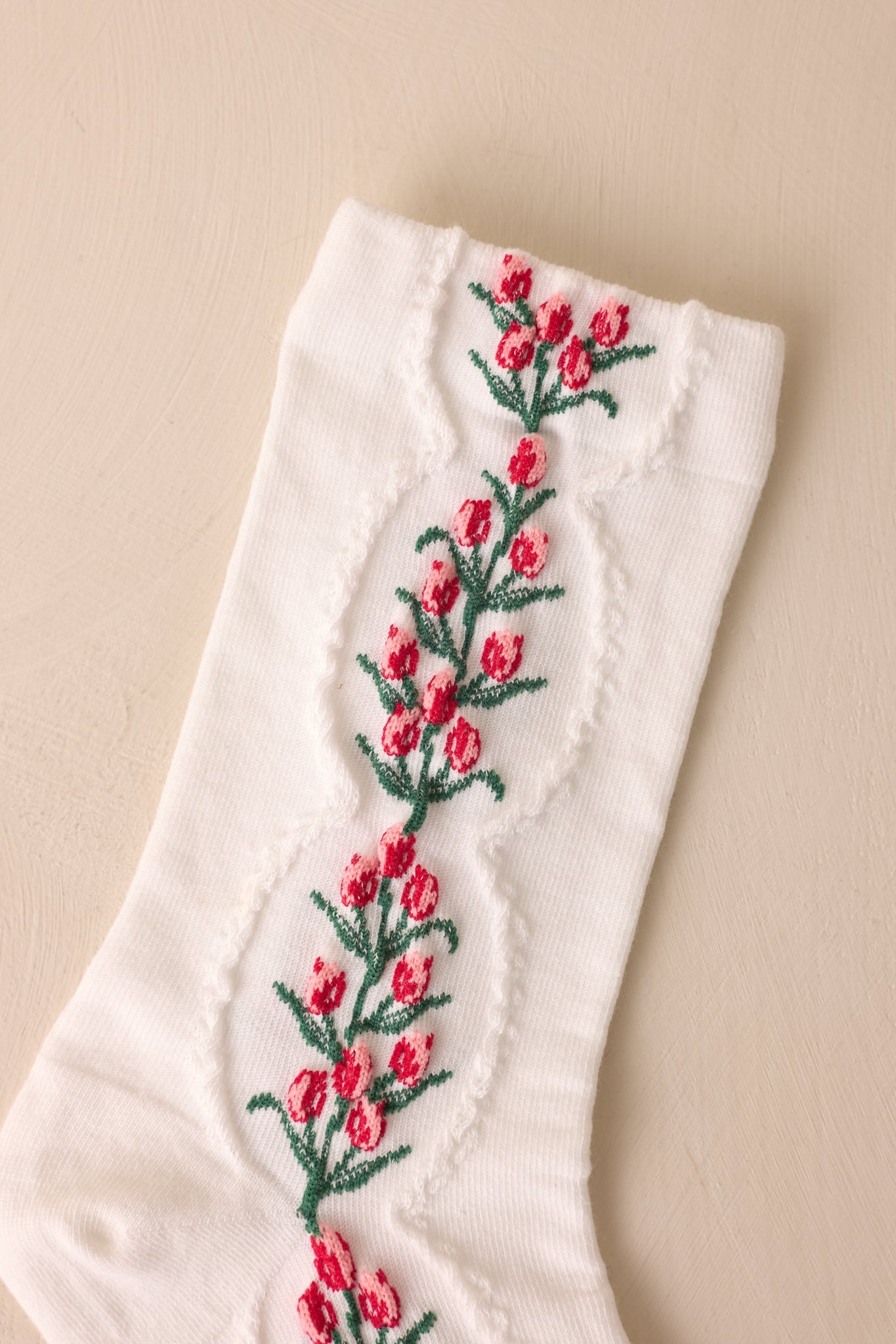 Blossom of the Beloved White Floral Crew Socks