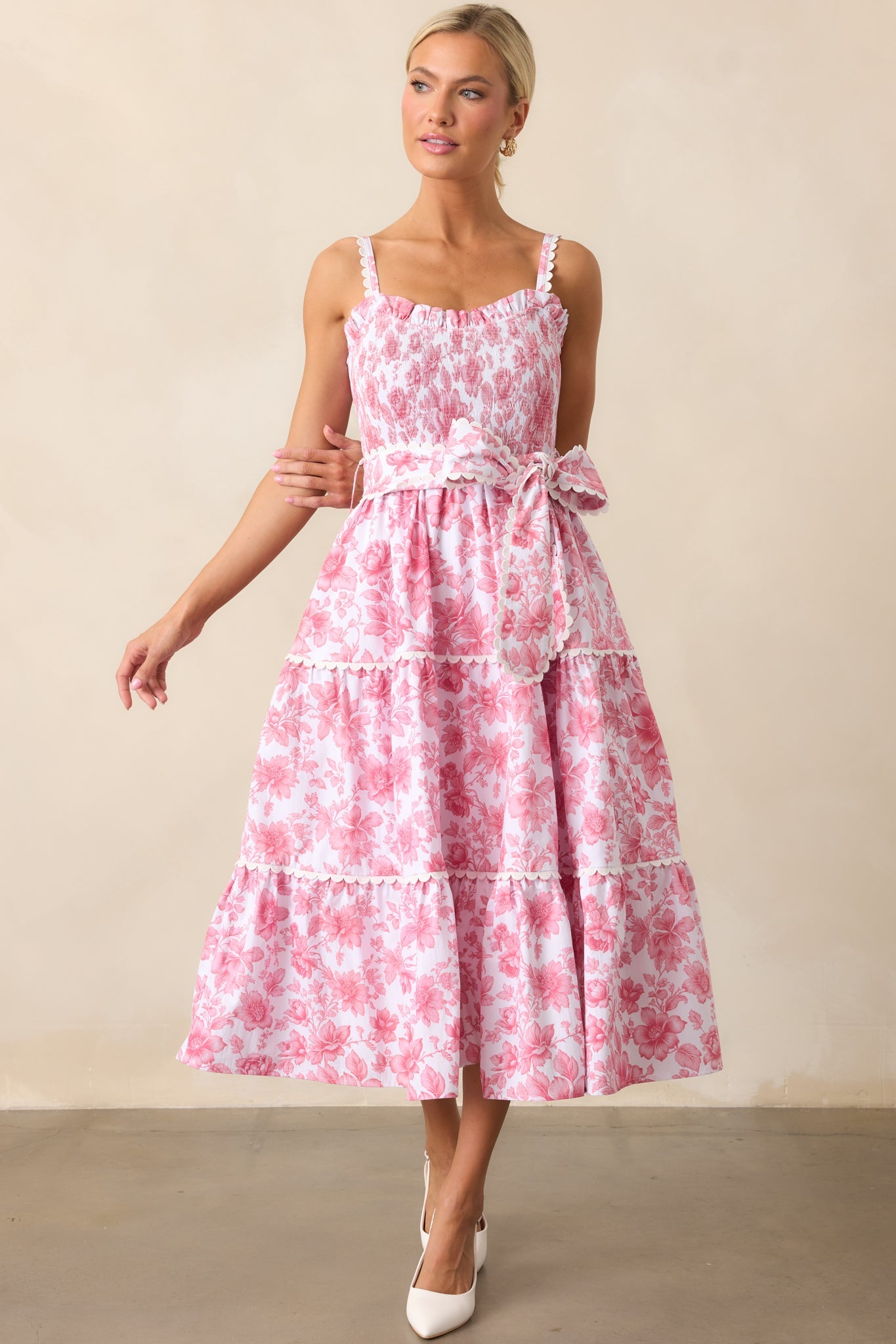 Darcy La France Dianthus Pink Floral Cotton Maxi Dress