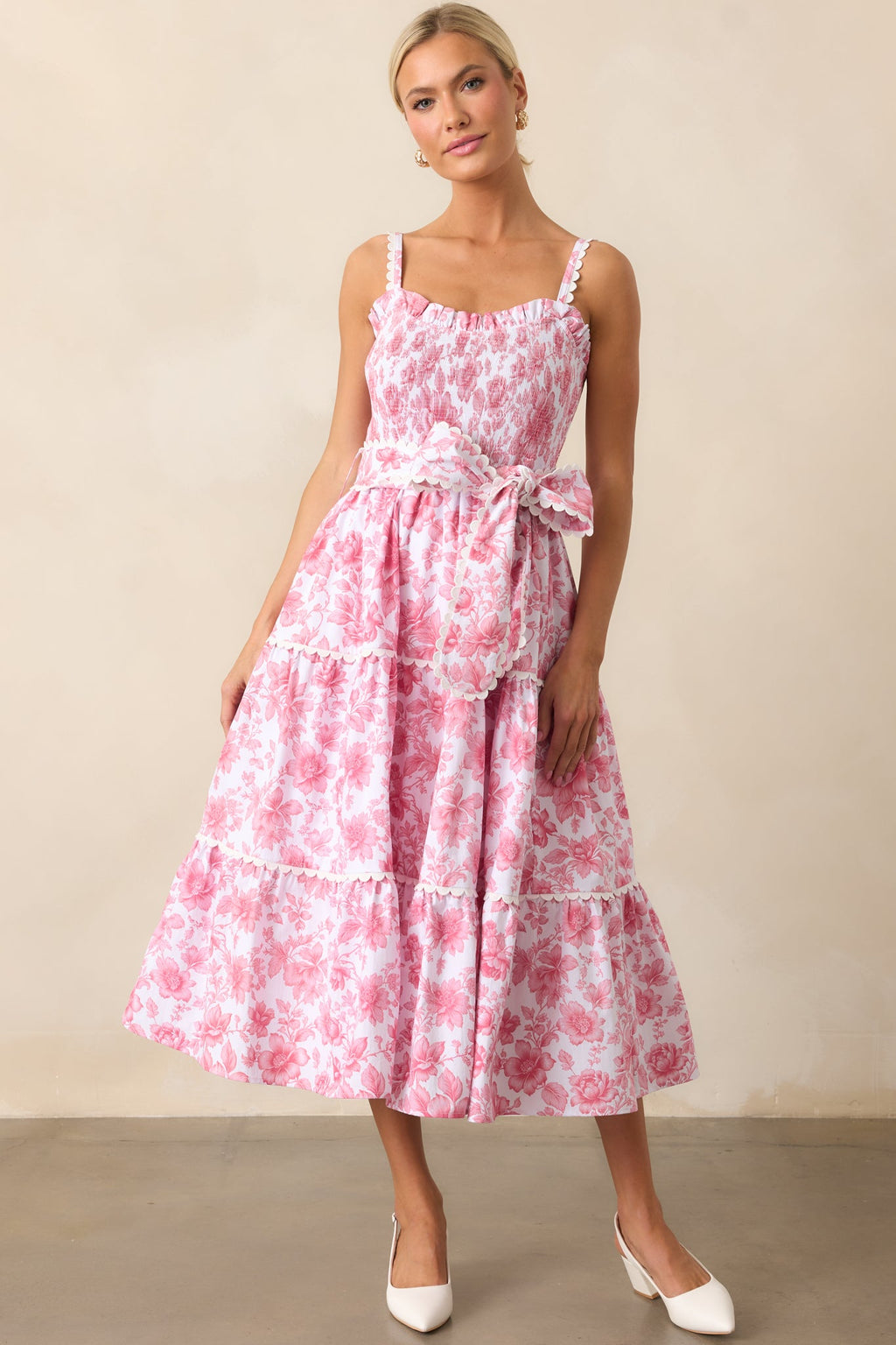 Darcy La France Dianthus Pink Floral Cotton Maxi Dress