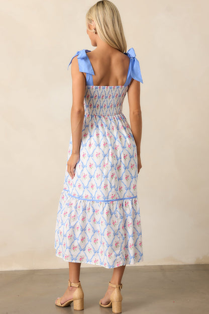 Ballet Recital Cotton Blue Bow Midi Dress
