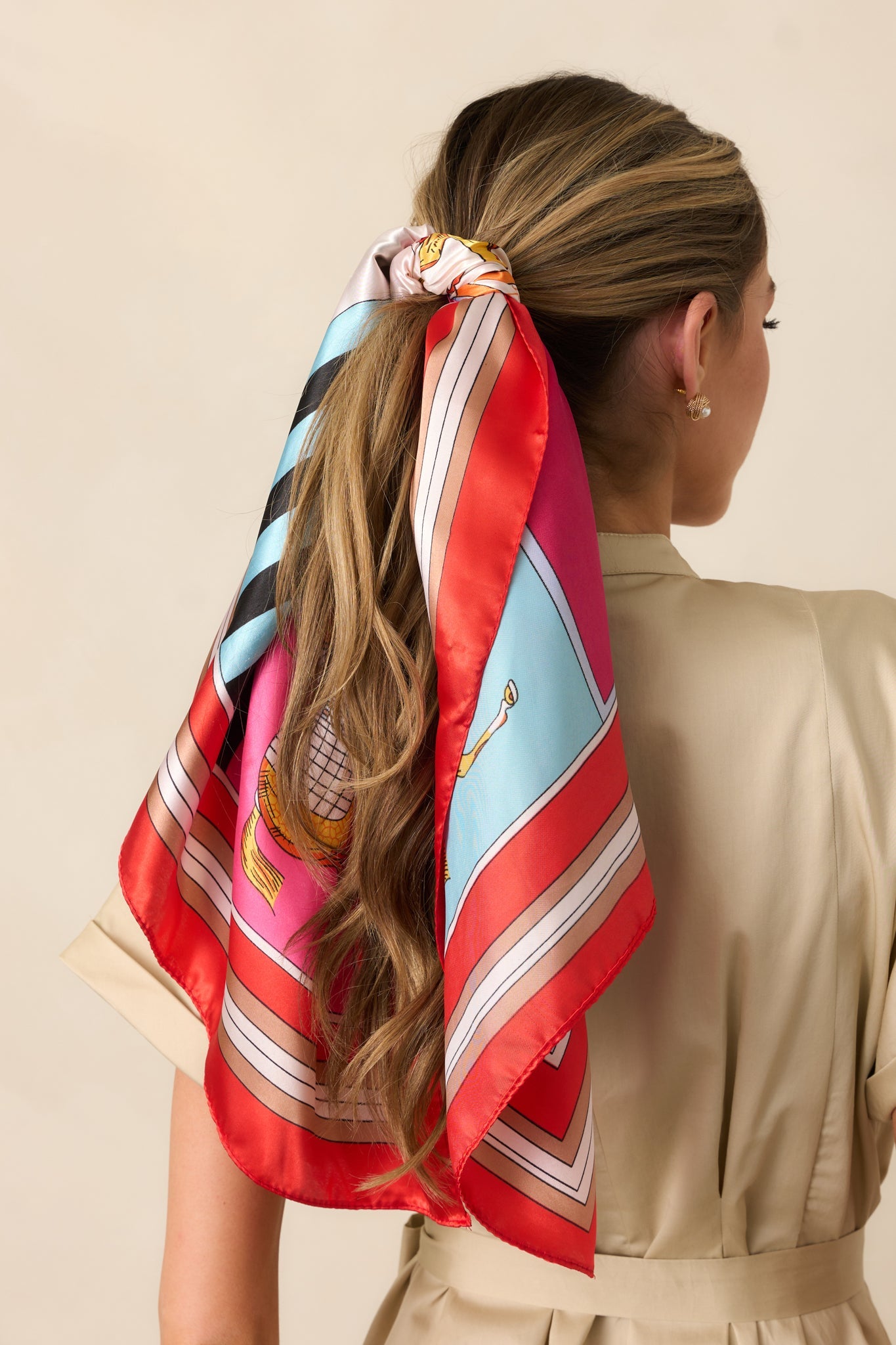 Full Focus Red Equestrian Print Scarf