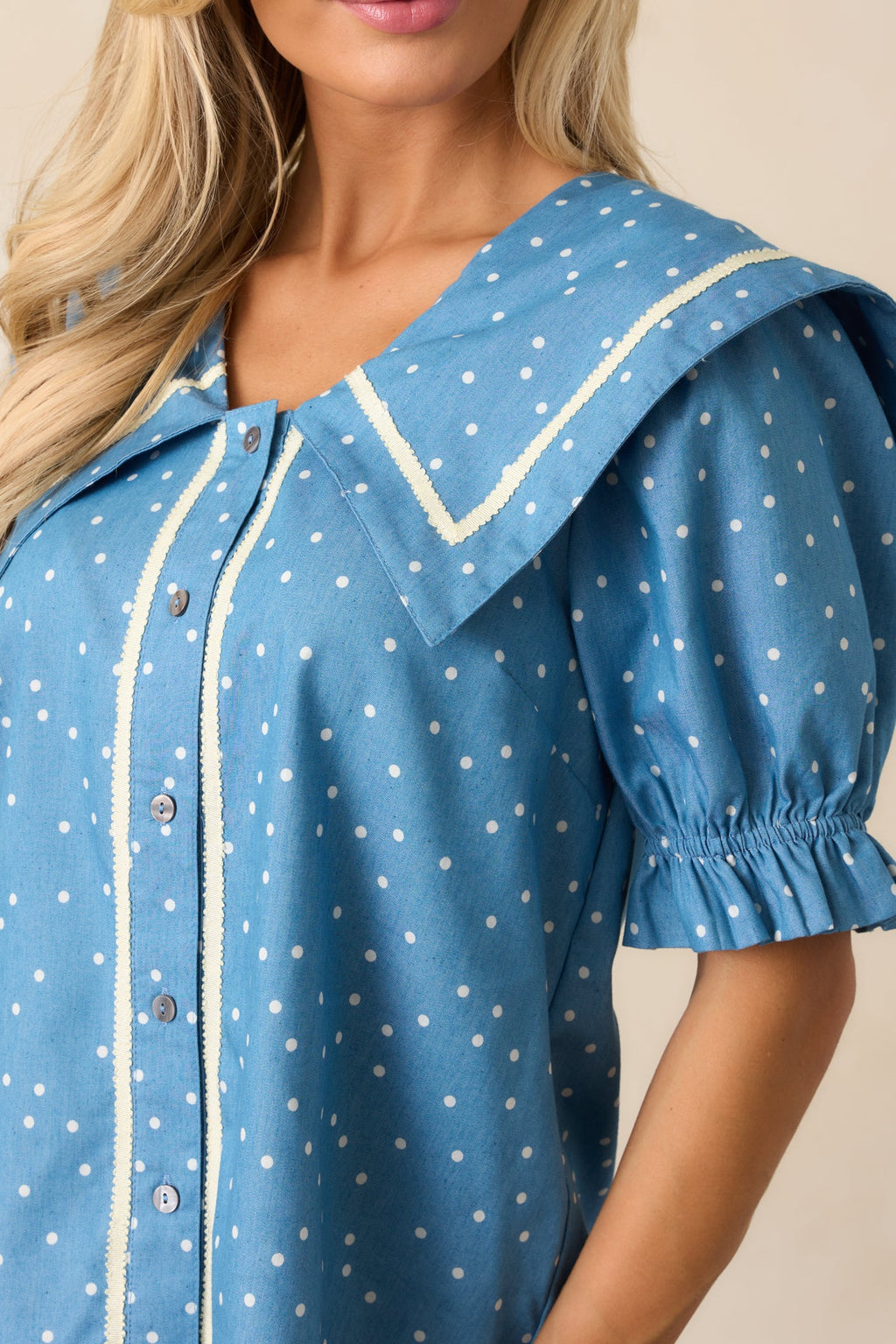 Keep It Classic Blue Chambray Button Front Top
