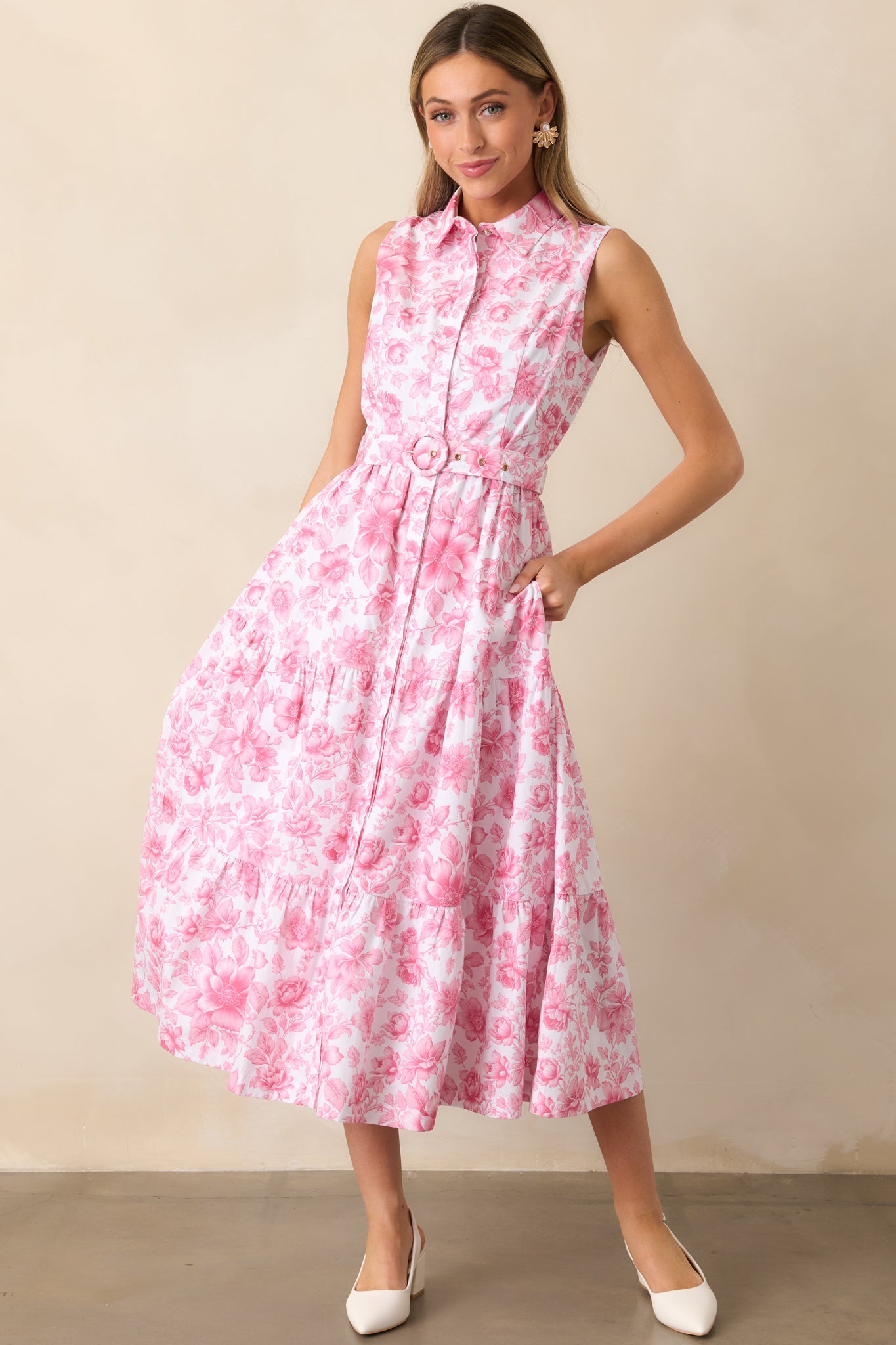 Cara La France Dianthus Pink Floral Cotton Maxi Dress