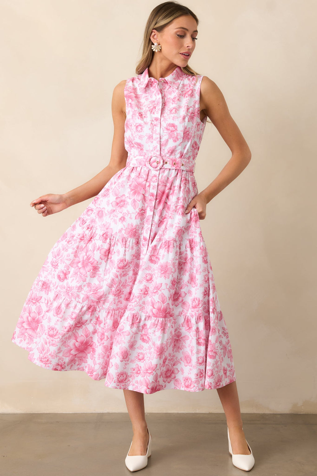 Cara La France Dianthus Pink Floral Cotton Maxi Dress