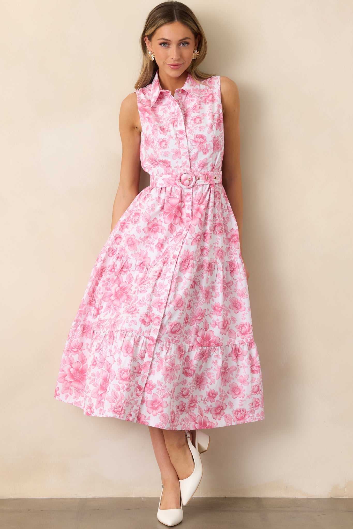 Cara La France Dianthus Pink Floral Cotton Maxi Dress