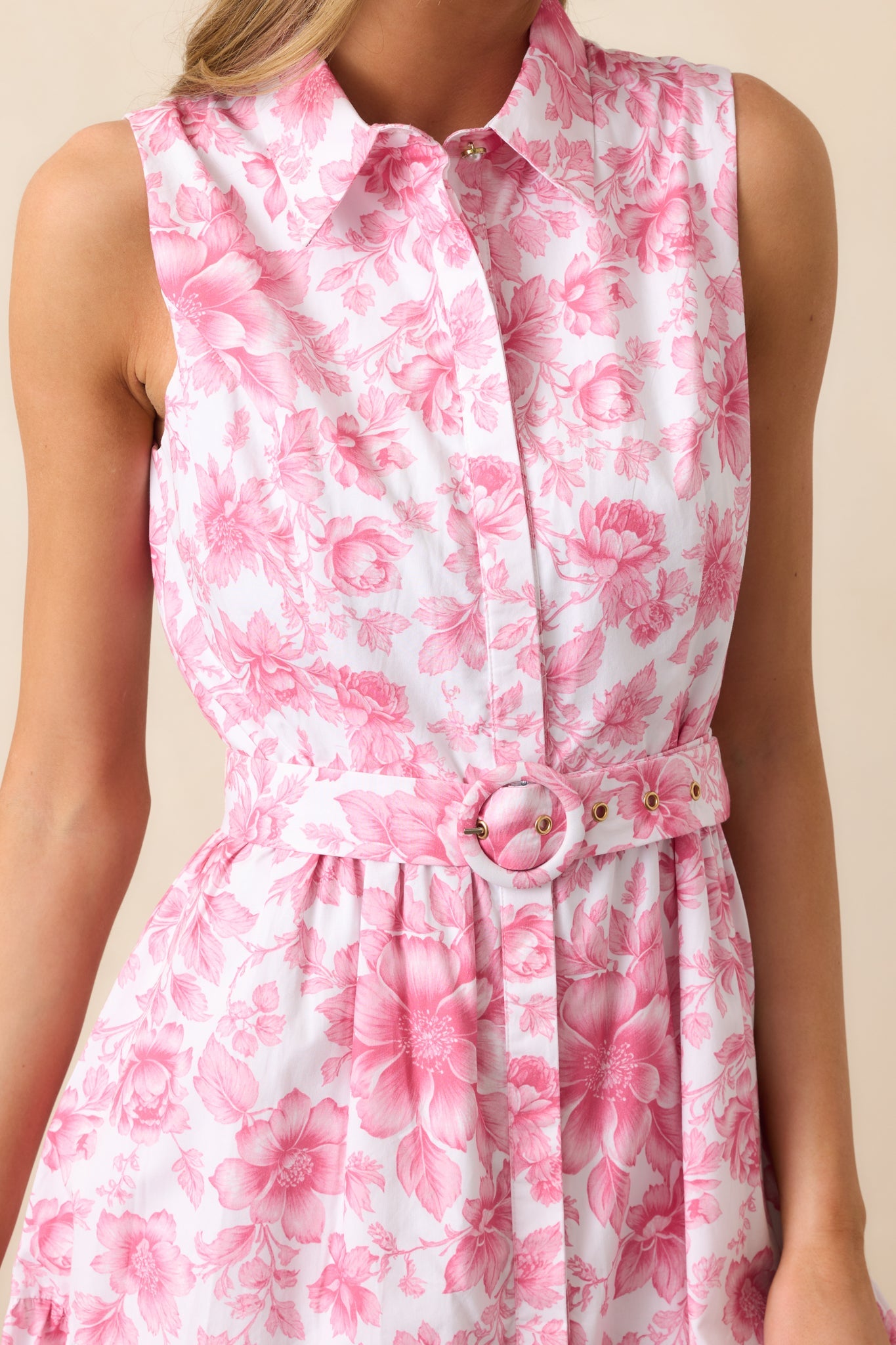 Cara La France Dianthus Pink Floral Cotton Maxi Dress