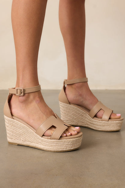 Beachside Dreaming Beige Platform Wedges