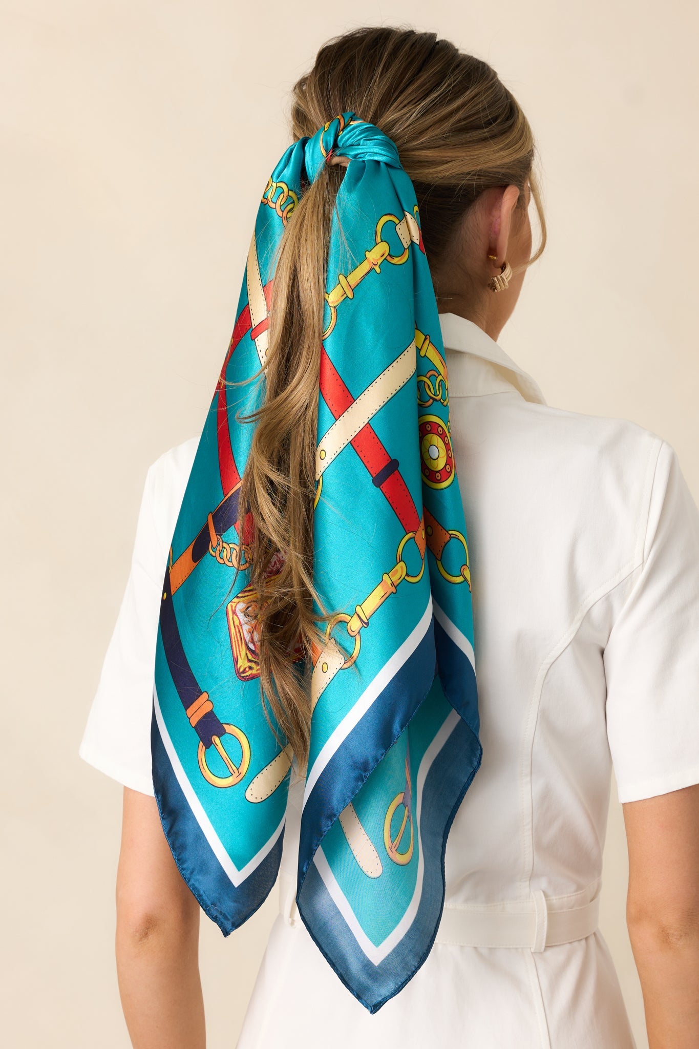 Like Magic Teal Multi Print Satin Scarf
