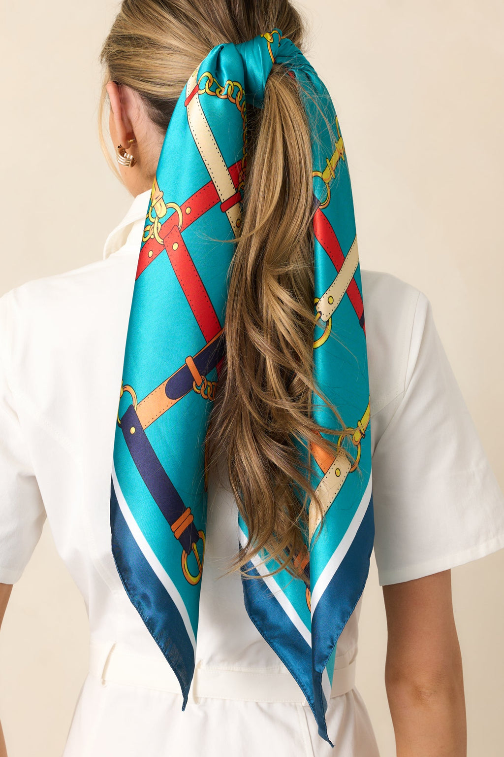 Like Magic Teal Multi Print Satin Scarf
