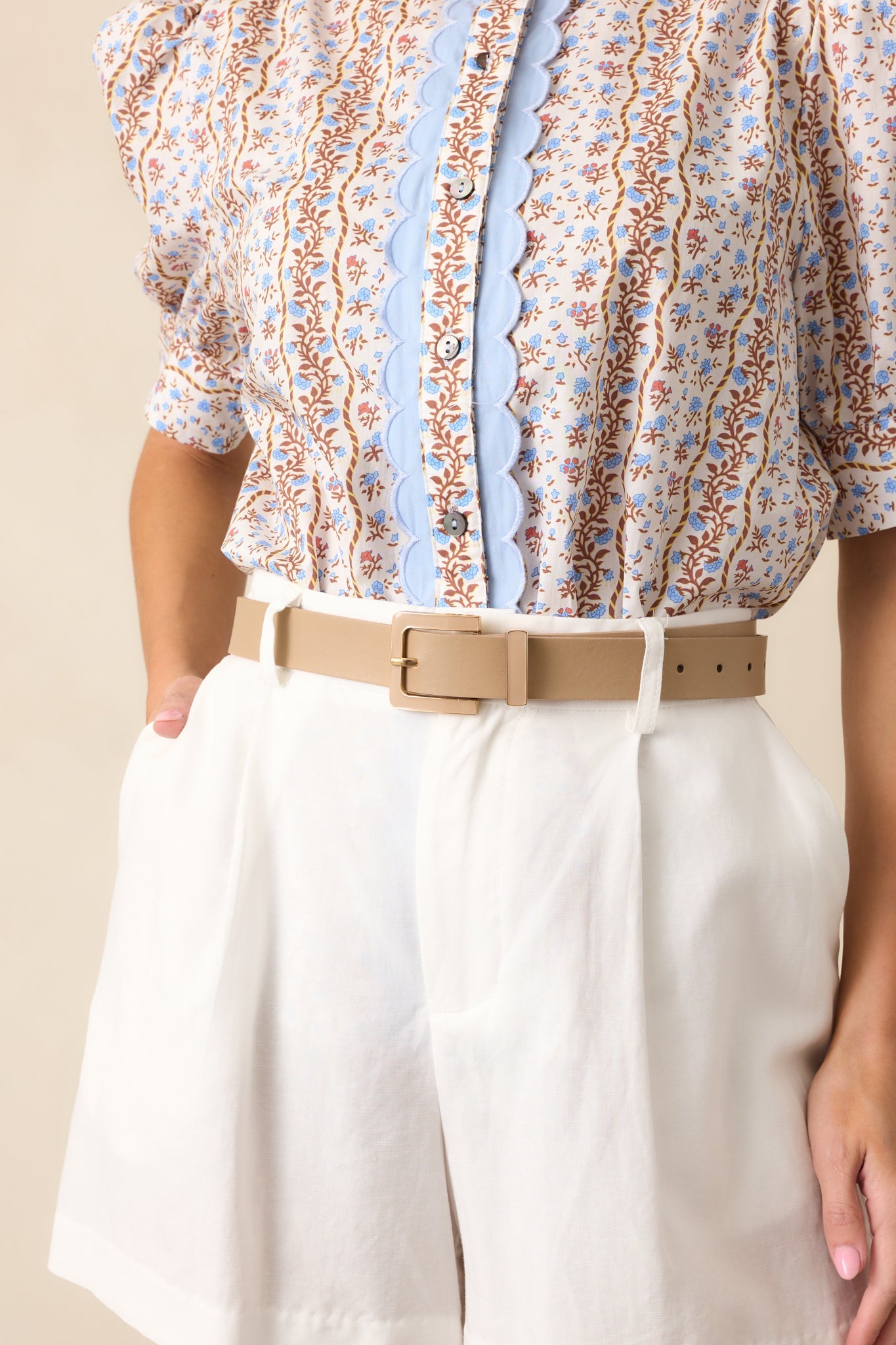 All Good Things Tan Faux Leather Belt