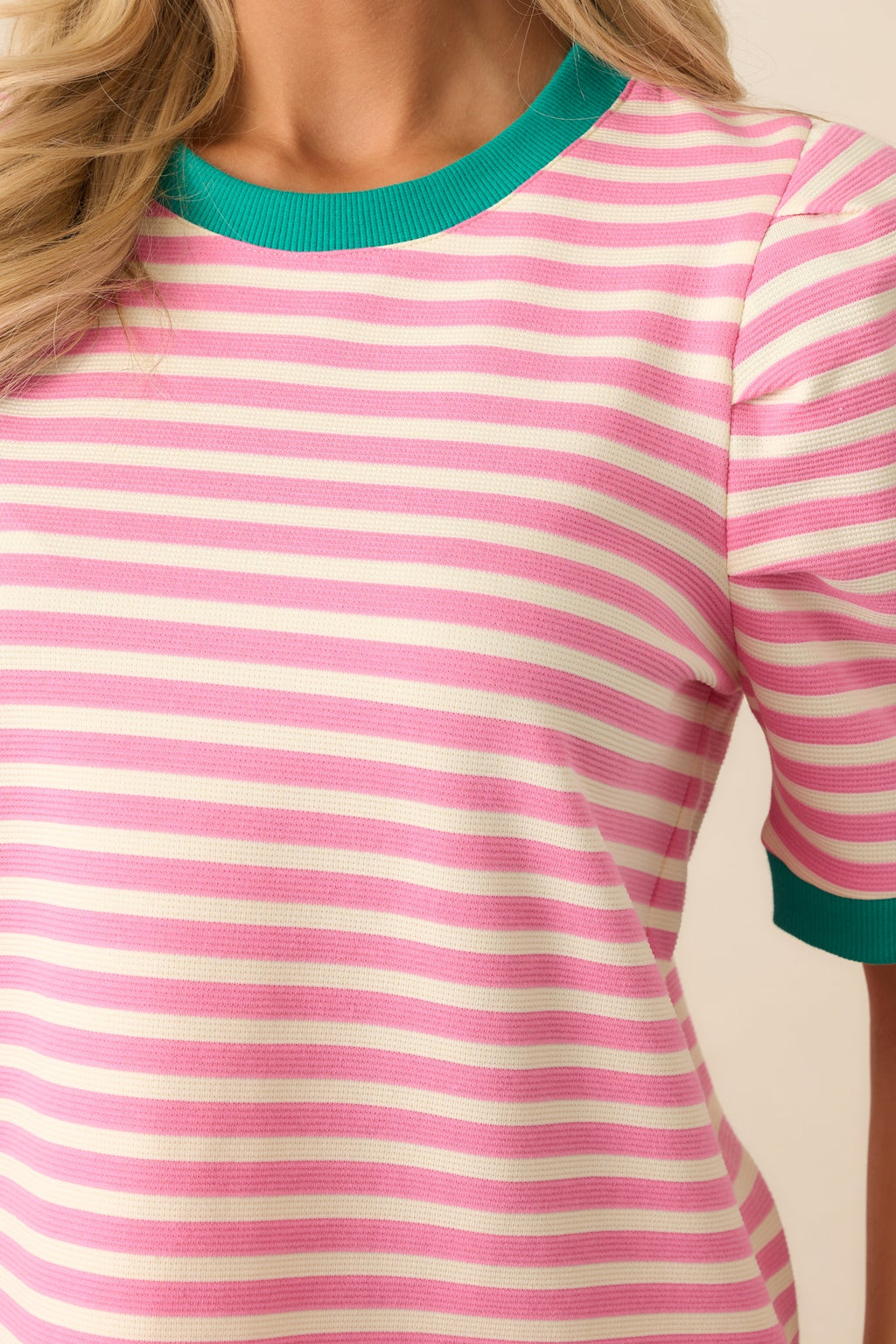 Ice Cream Date Pink Stripe Short Sleeve Top