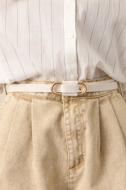 Keep It Together White Faux Leather Anchor Belt
