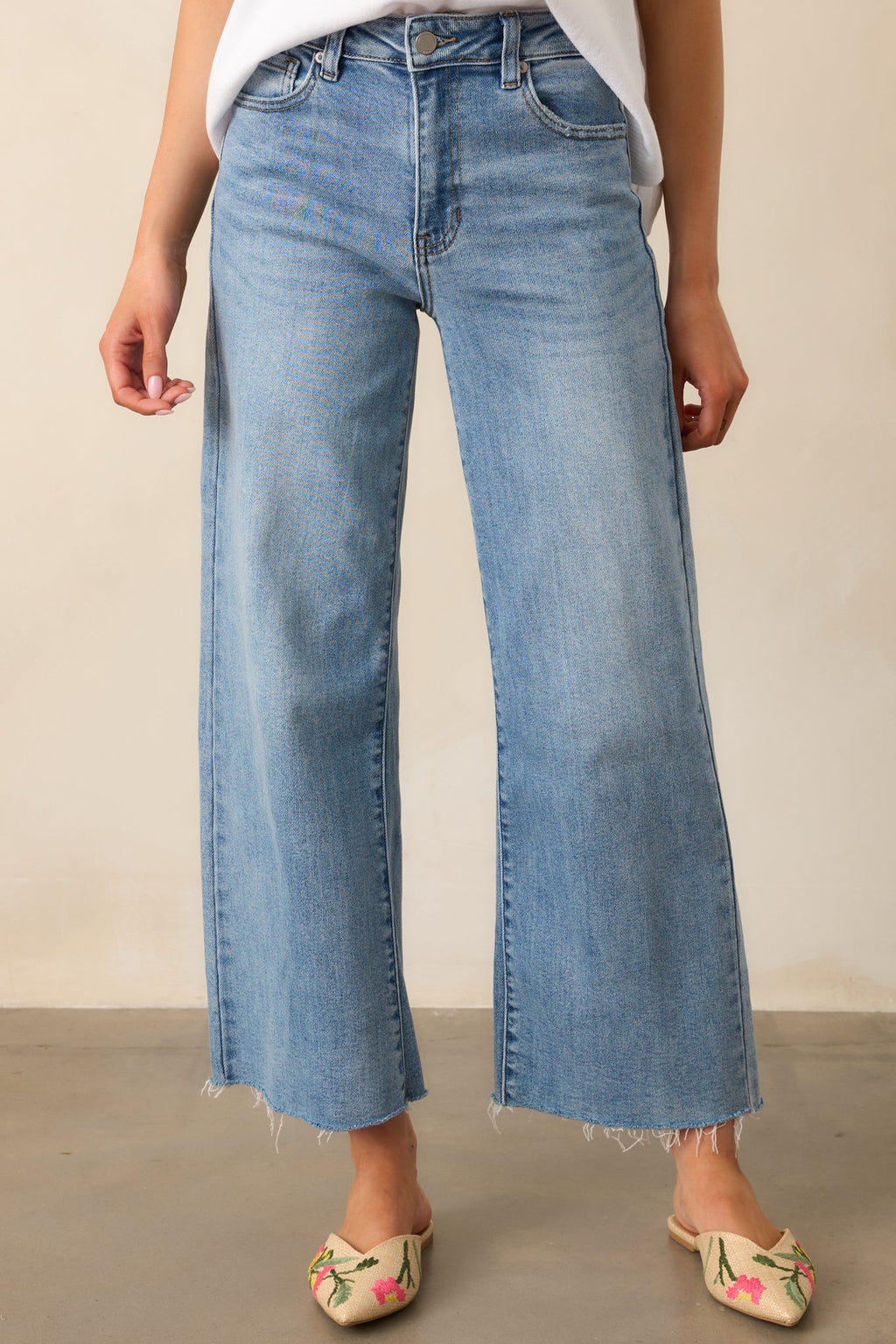 Already On It Light Wash Wide Leg Jeans