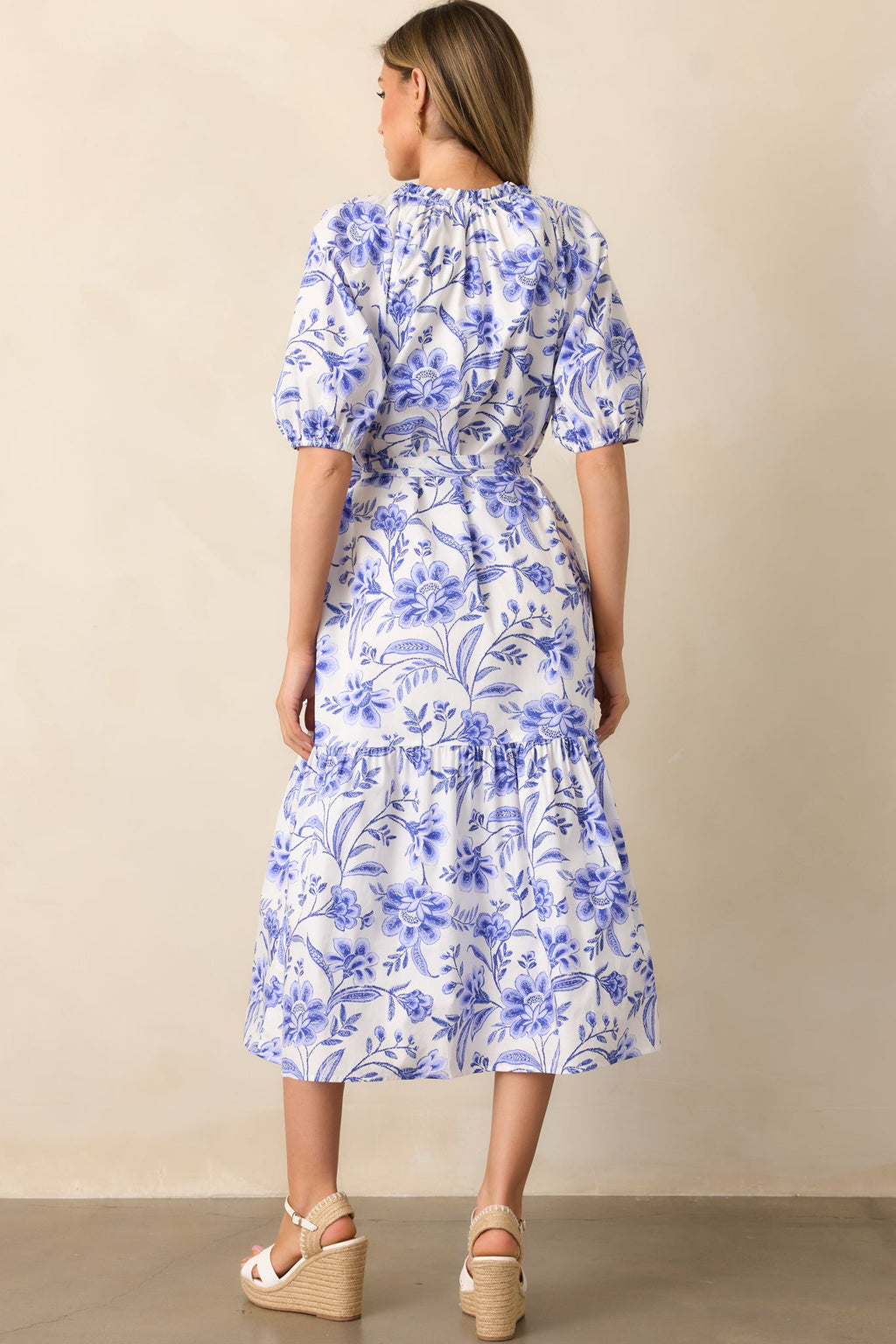 Bayside Breeze Cotton Blue Floral Maxi Dress