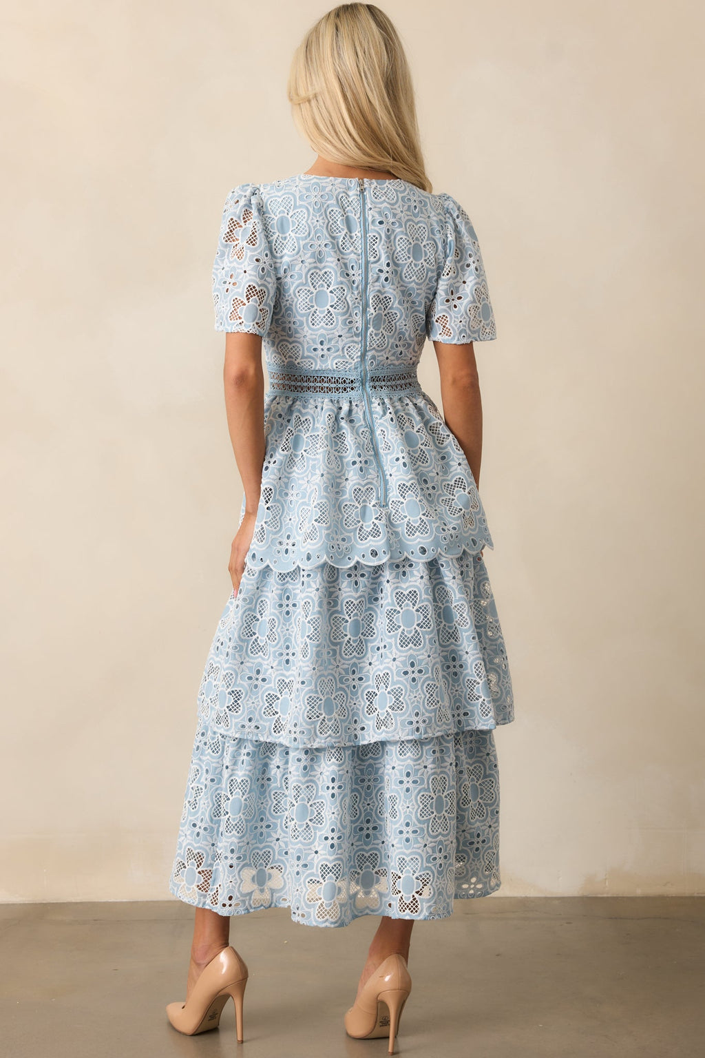 Attending A Gala Blue Floral Embroidered Maxi Dress
