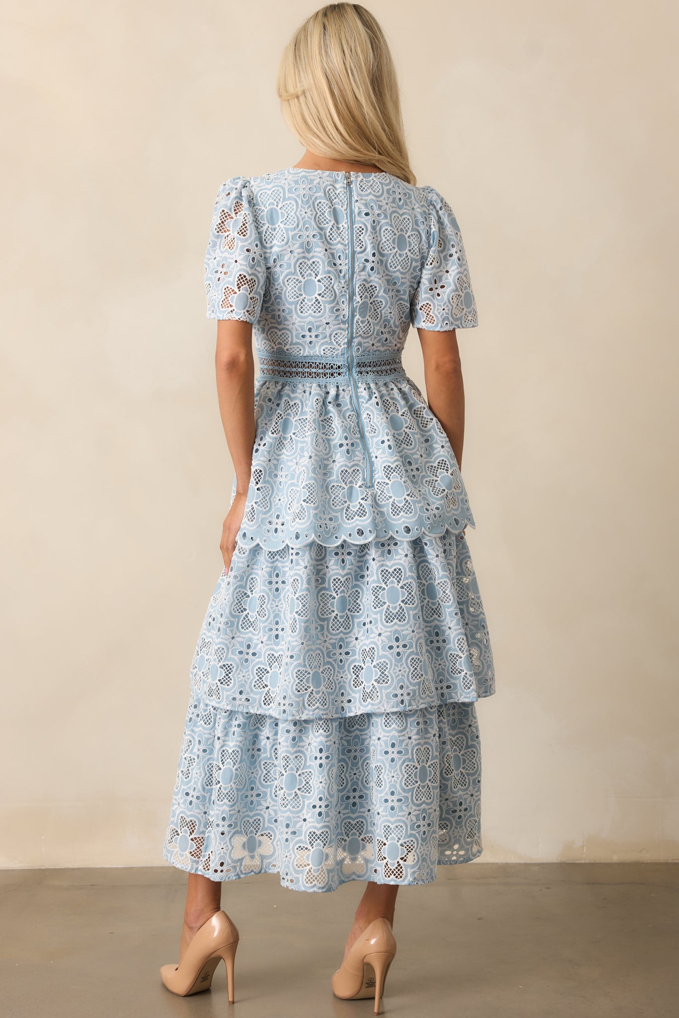 Attending A Gala Blue Floral Embroidered Maxi Dress