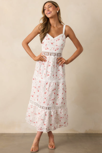 Classical Ballet White Embroidered Maxi Dress