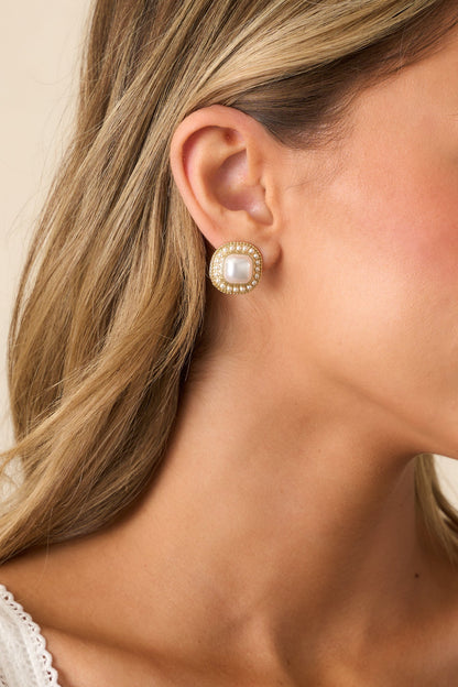 A Day At The Vineyard Gold & Ivory Faux Pearl Earrings