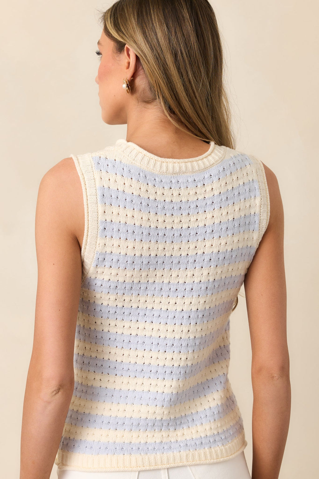 Exploring The City Sky Blue Stripe Knit Tank Top