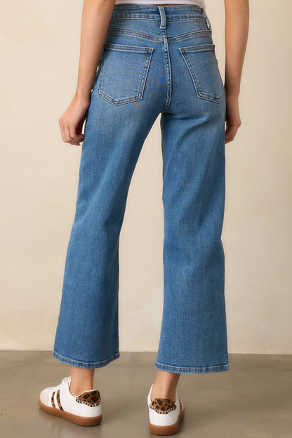 Into The Clouds Medium Wash Cropped Wide Leg Jeans