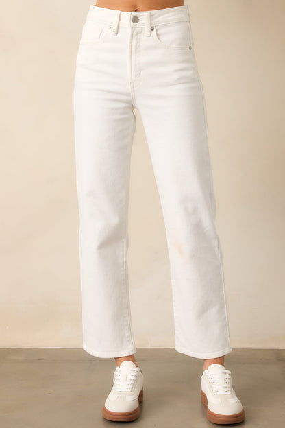 Hard At Work White Straight Leg Jeans