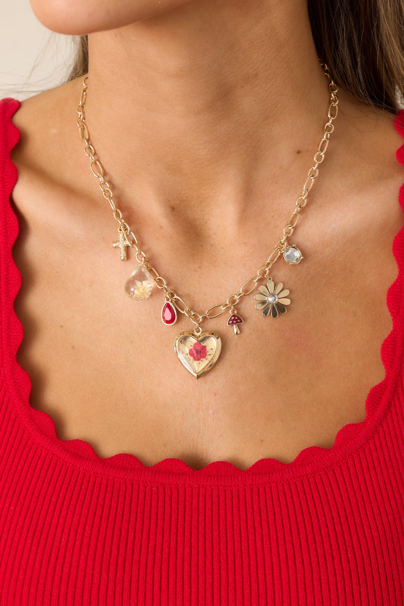 Dainty Lights Gold Heart Charm Necklace