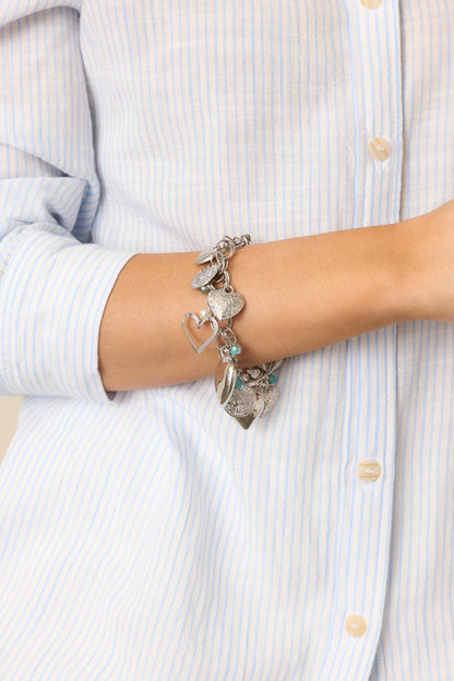 Be Mine Silver Heart Charm Bracelet