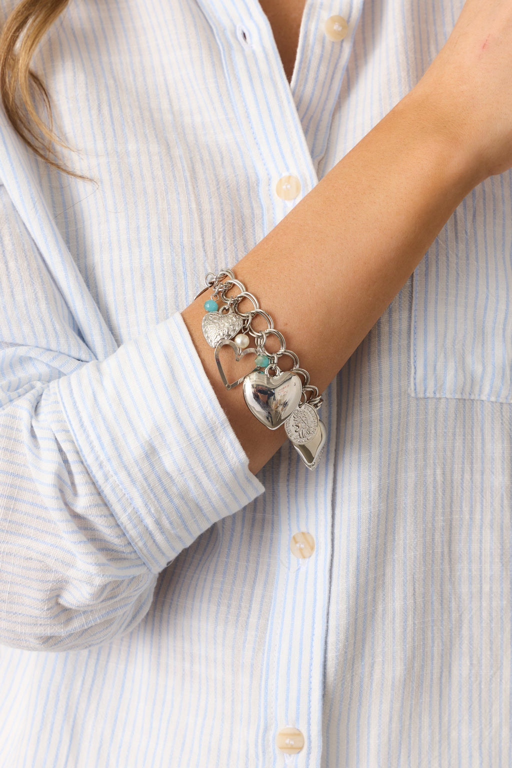 Be Mine Silver Heart Charm Bracelet