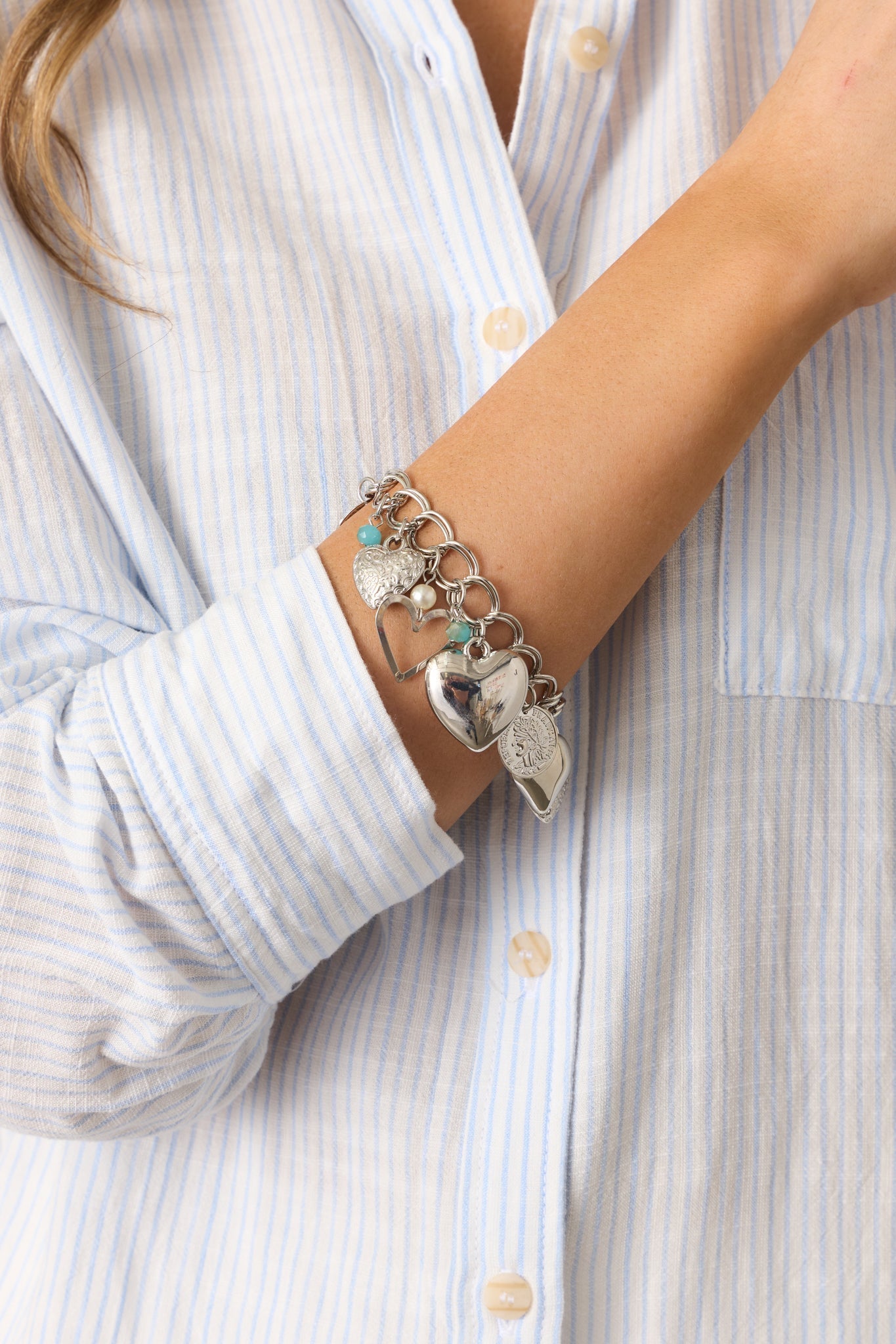 Be Mine Silver Heart Charm Bracelet