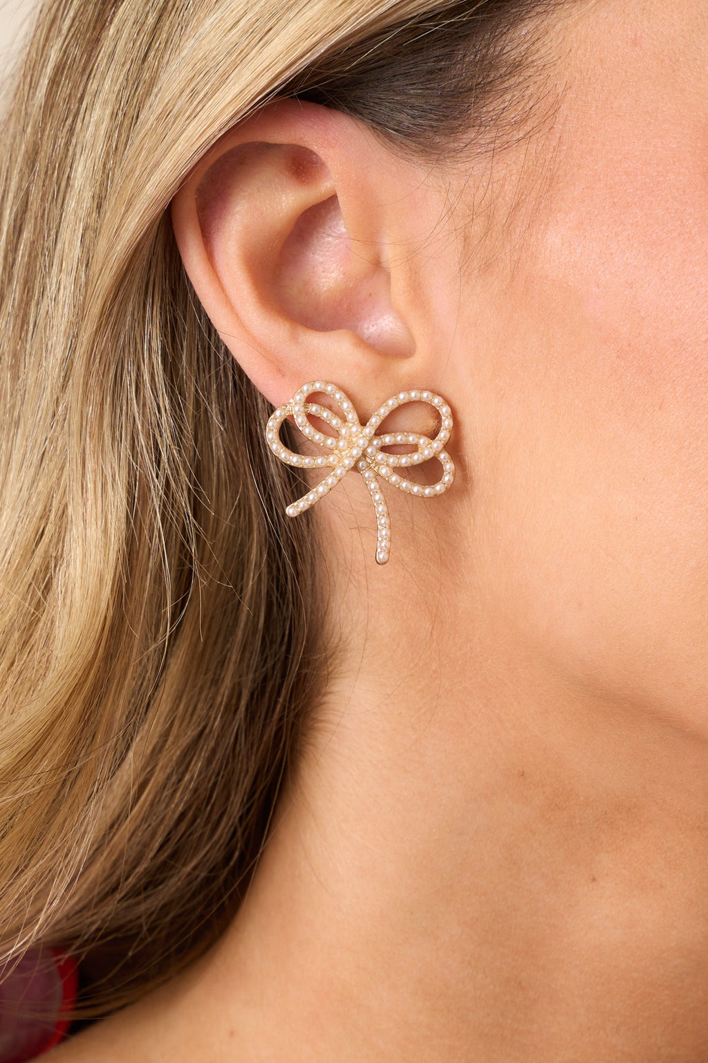 Always In It Gold & Ivory Pearl Bow Earrings