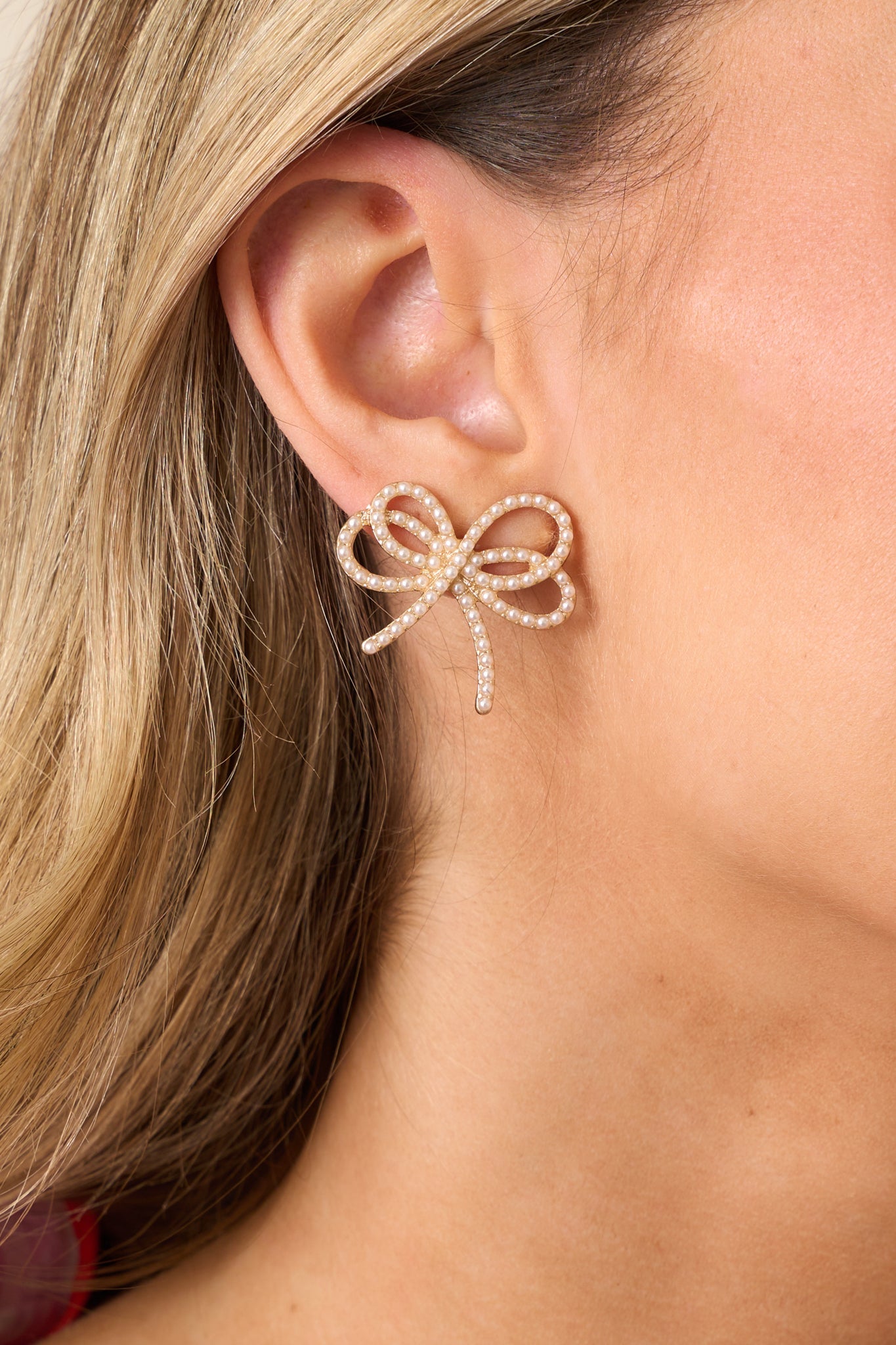 Always In It Gold & Ivory Pearl Bow Earrings